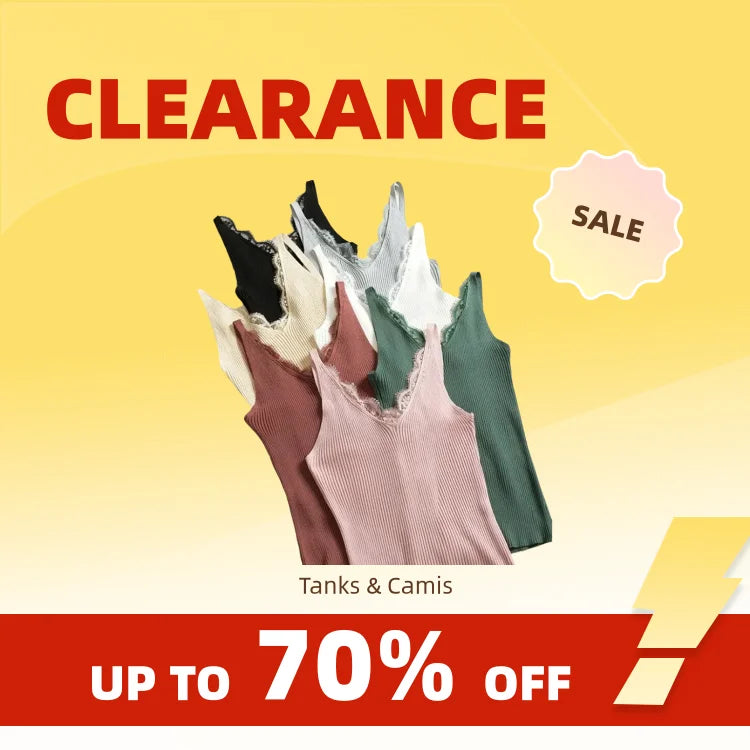 Clearance_1Pc Women's Vest Lace Top V-neck Solid Knit Tank Ladies Sleeveless Fashion Lace Patchwork Slim Sexy Suspenders Summer_