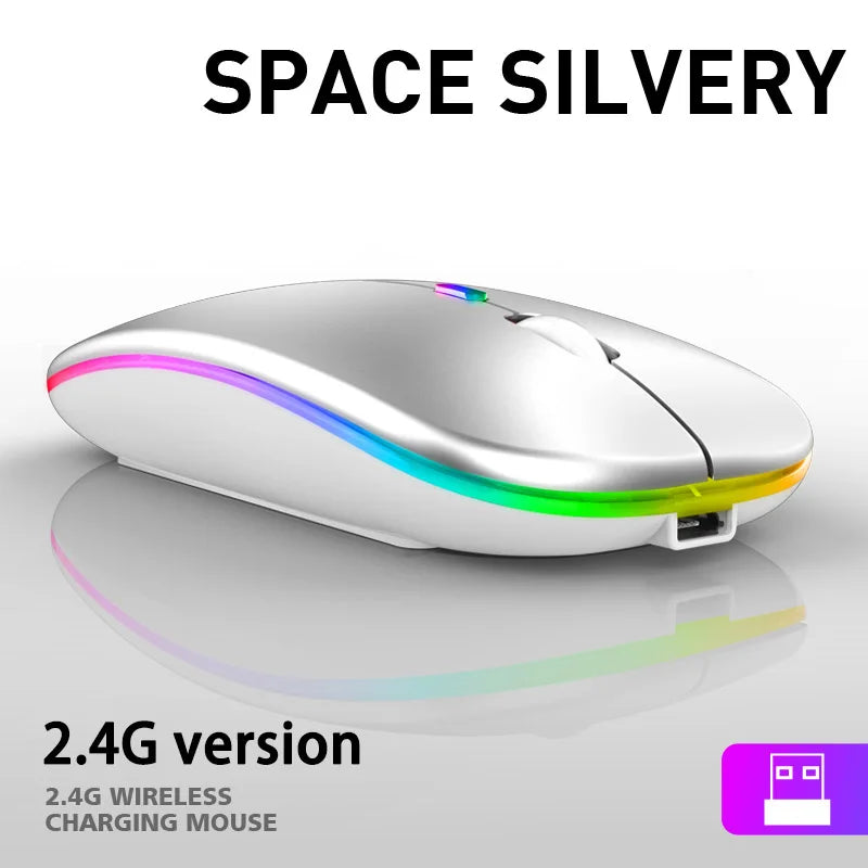 Tablet Phone Computer Bluetooth Wireless Mouse Charging Luminous 2.4G USB Wireless Mouse Portable Mouse