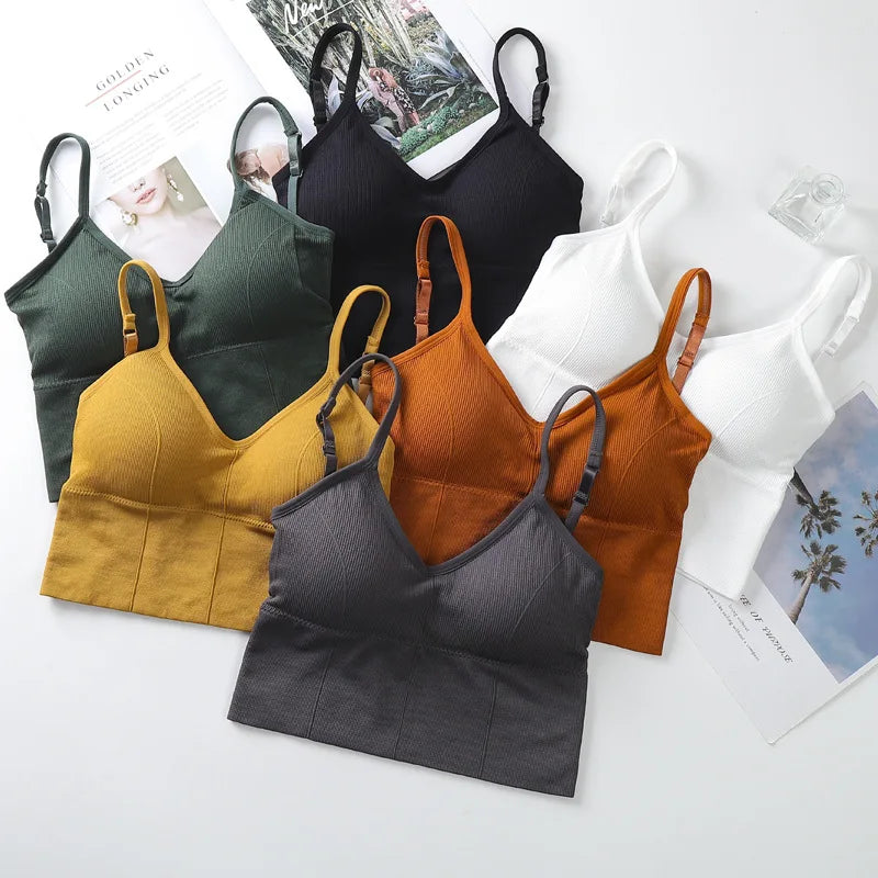 Women Tank Crop Top Seamless Underwear Vintage Crop Top Female Tanks Vest Camis Padded U Back Woman Sexy Sport Lingerie Camisole