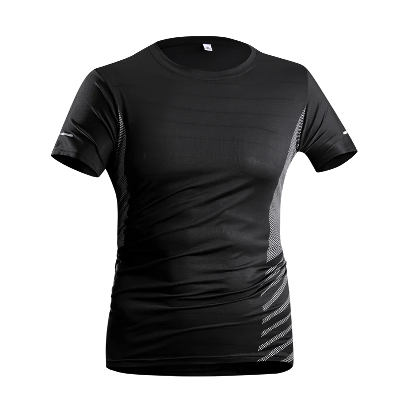 Running T-shirt Men Summer Ice Silk Thin Top Reflective Printing Quick Dry Short Sleeve Breathable Fitness Sports T-shirt 5XL
