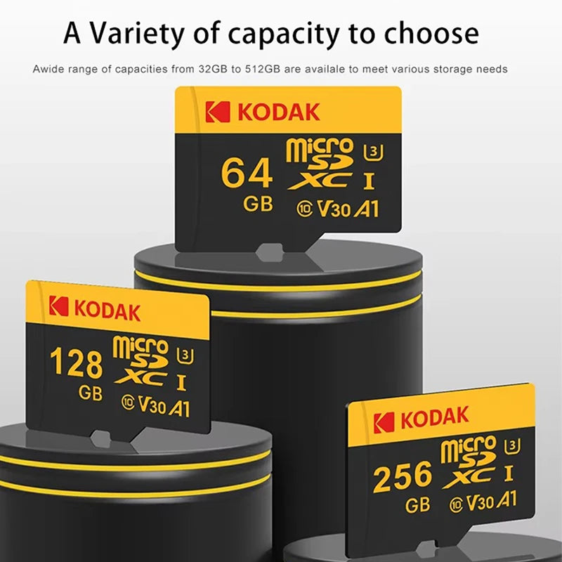 KODAK MicroSD Card 32GB 64GB 128GB 256GB Memori Memory Card C10 TF Micro SD SDXC U3 V30 4K For Phone Drone Camera