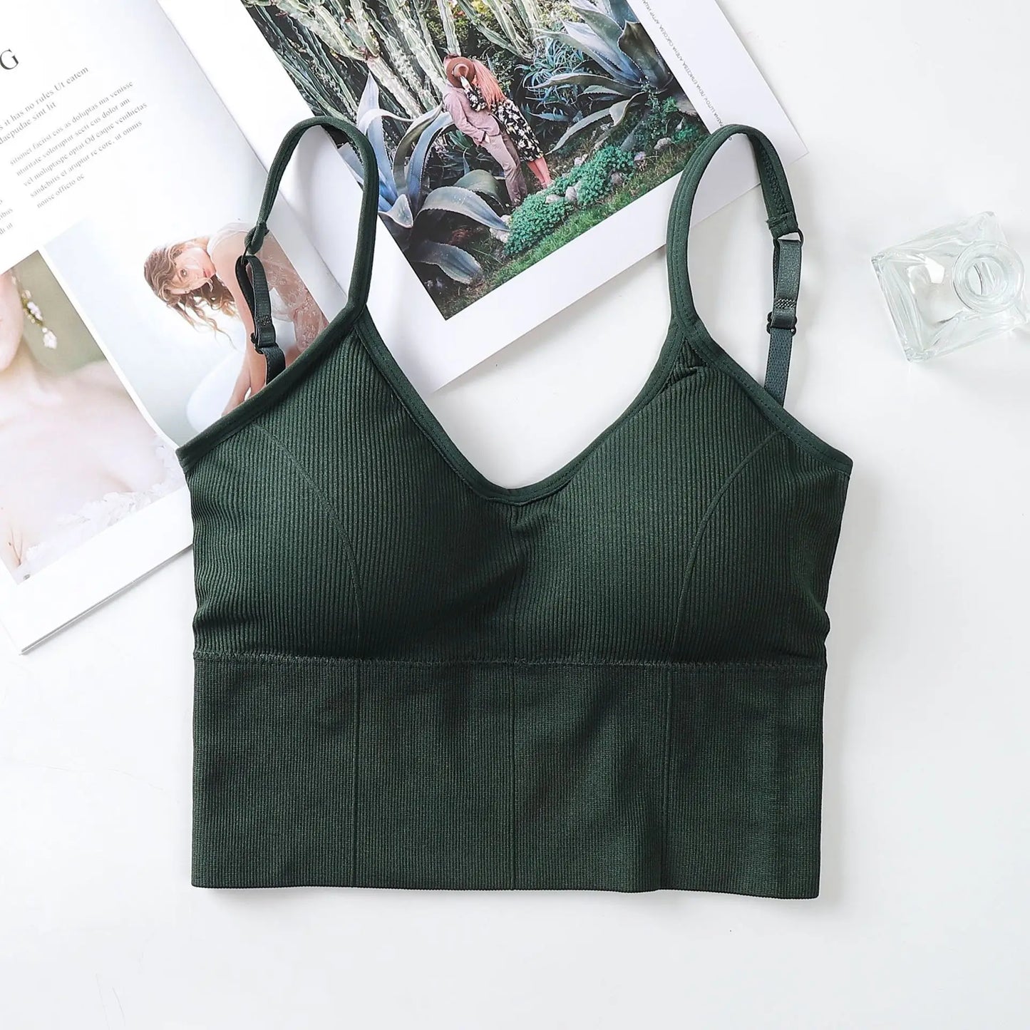 Women Tank Crop Top Seamless Underwear Vintage Crop Top Female Tanks Vest Camis Padded U Back Woman Sexy Sport Lingerie Camisole