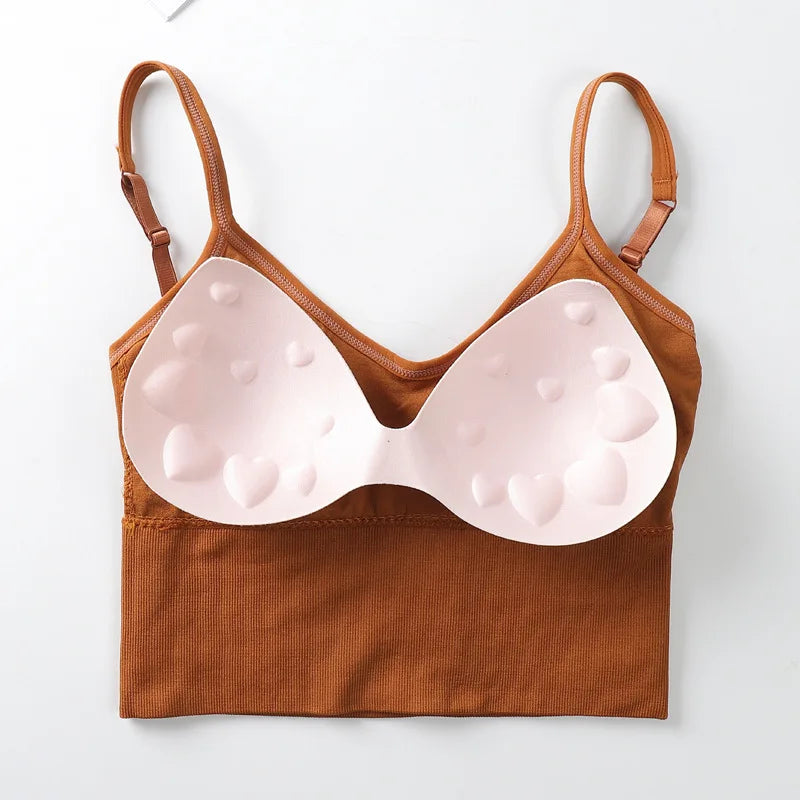 Women Tank Crop Top Seamless Underwear Vintage Crop Top Female Tanks Vest Camis Padded U Back Woman Sexy Sport Lingerie Camisole