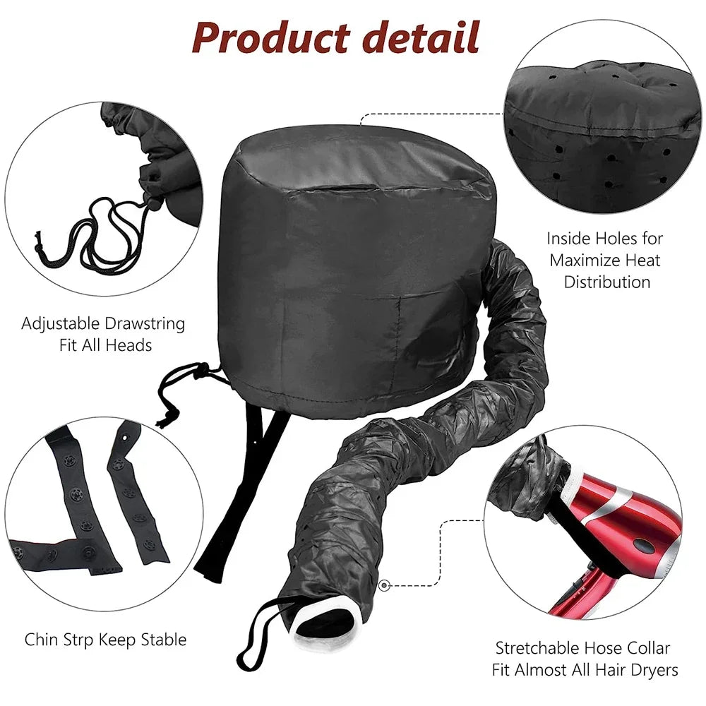 Portable Hair Dryer Bonnet Hood Hair Blow Dryer Attachment 1Pc Adjustable Hairdryer Cap Salon Heating Cap for Drying,Styling