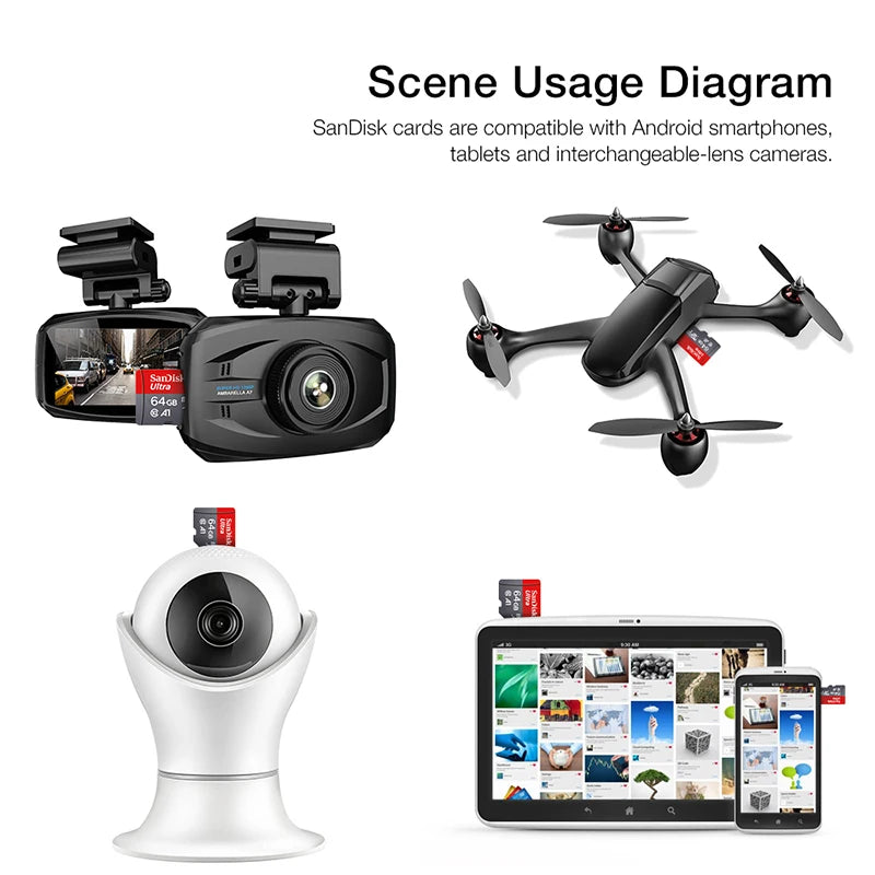 TFcard 64GB 16GB 32GB Memory Card 128GB Class 10 Microsd SD Card 100MB/S UHS-I A1 Card + Adapter for Phone/PC Standard Shippin